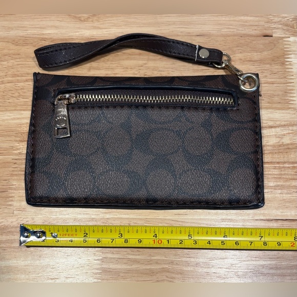 Classic Coach Signature Canvas Corner Zip Wristlet Brown/ Black - Picture 5 of 12